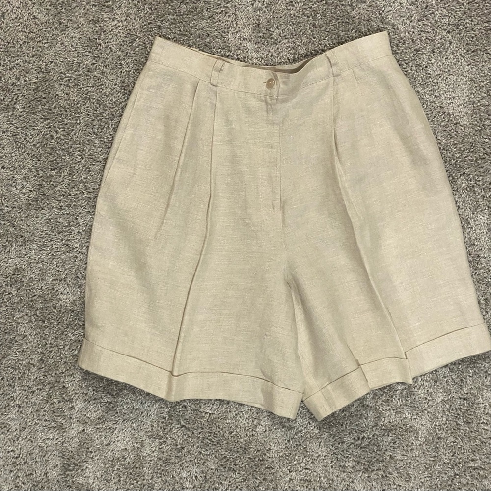 Vintage TALBOTS Womens Petites 100% Irish Linen Bermuda Shorts Size 14